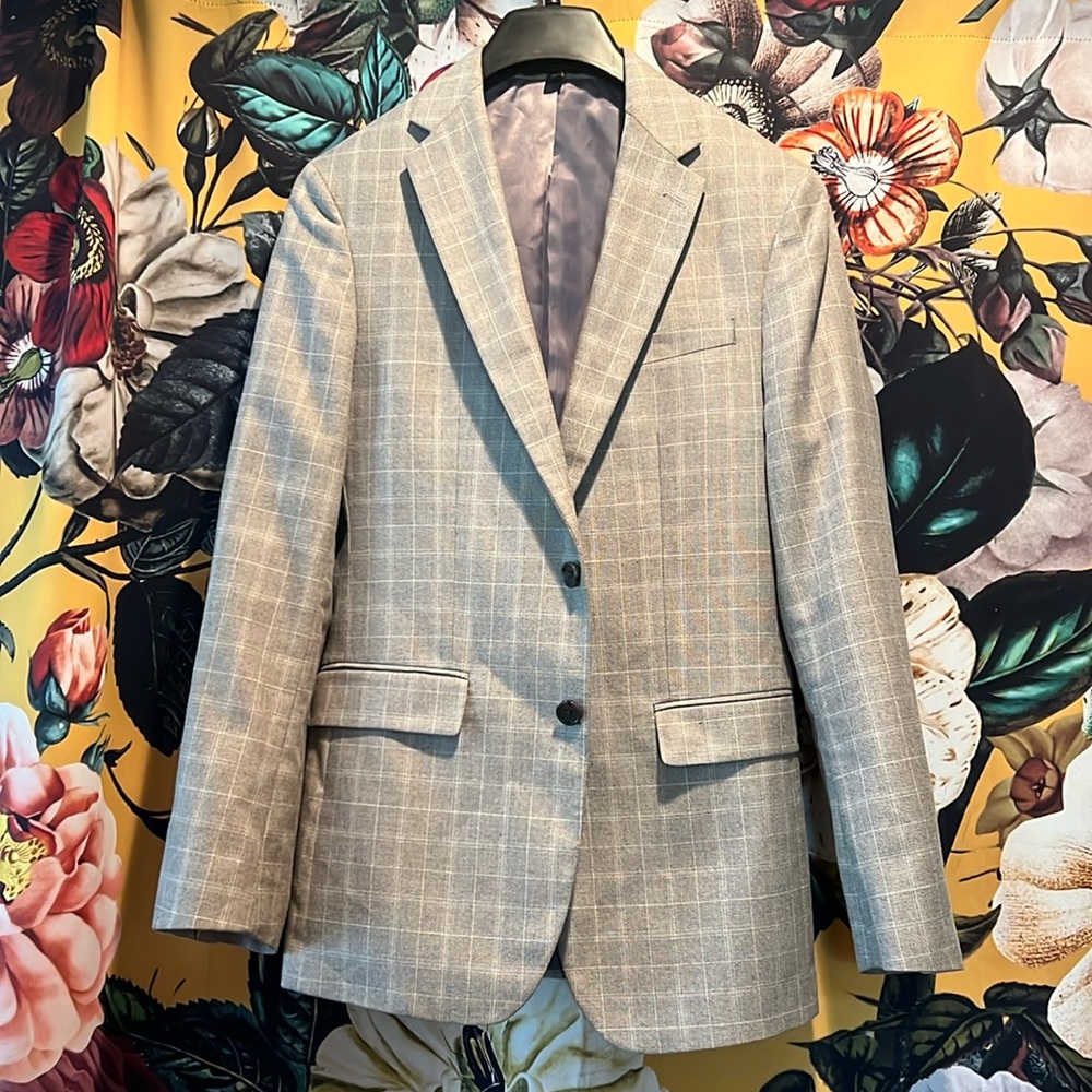 Banana Republic Factory Men’s Blazer Sport Coat Gray Plaid